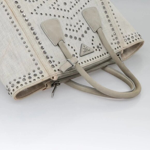 PRADA Bijoux Hand Bag Canvas 2way Gray Auth 113442 - Picture 7 of 16